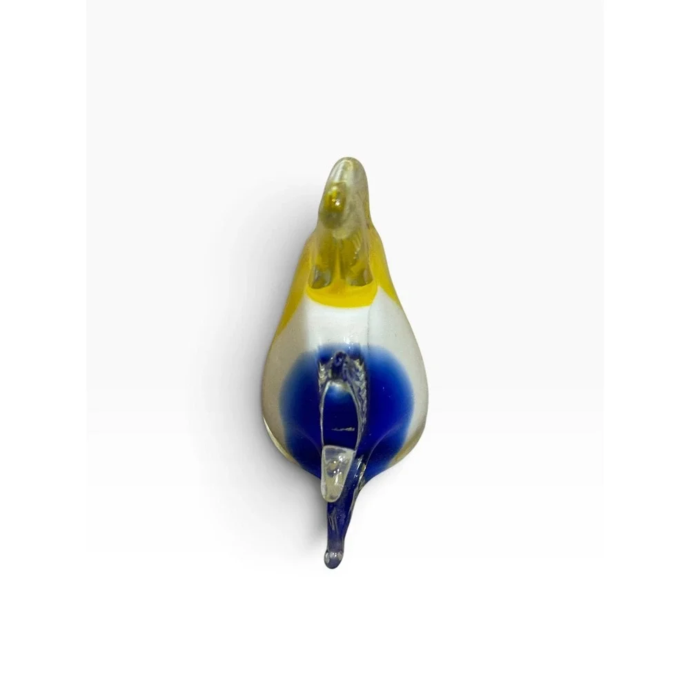 Hand Blown Art Glass Tropical Angelfish Figurine Paperweight Yellow Blue 4in